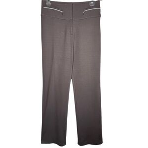 São Paulo Taupe High Rise Stretch Straight Leg Pants Zipper Accents Size 10 Tall